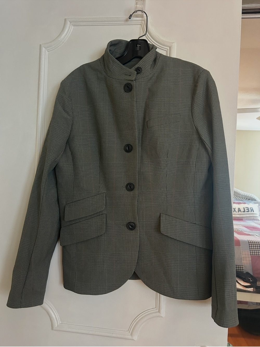rag & bone Olive Grey Plaid Stand-Collar Jacket